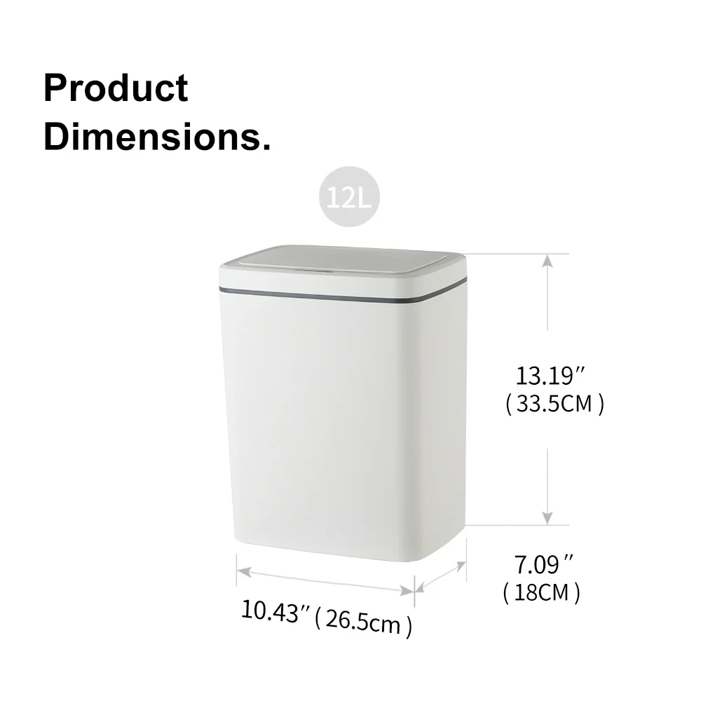 Custom Logo Indoor 12L Standing Sensor Open Waste Bins Popular Smart Trash Can