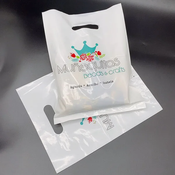 Eco-friendly Die Cut handle bag Colored Bag Plastic Hdpe Polybag Printed Logo Customized
