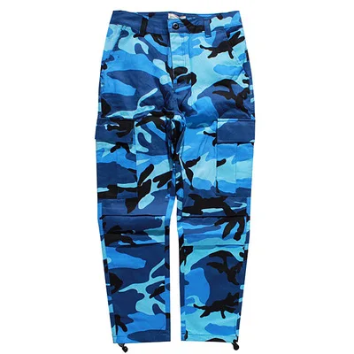 Wholesale Stylish Military Camo Cargo Multi Pocket Camouflage Hip Hop Pants Men