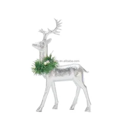 New Fashion Resin Deer Crafts Decoration For Christmas Polyresin 2 Set Silver Deer