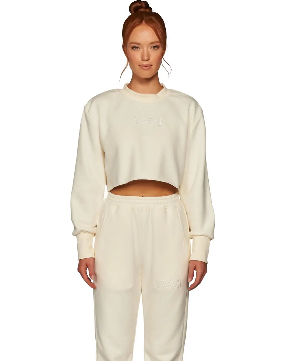 Autumn Winter Breathable custom long-sleeved tops short sweatshirts and trousers two-piece ladies suit jogger sets