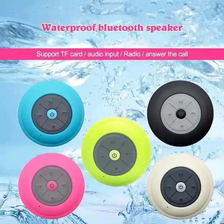 Waterproof Mini Portable Wireless Blue tooth Speaker with LED Light Suction Base for Bathroom Music Hand free Phone Call Gift