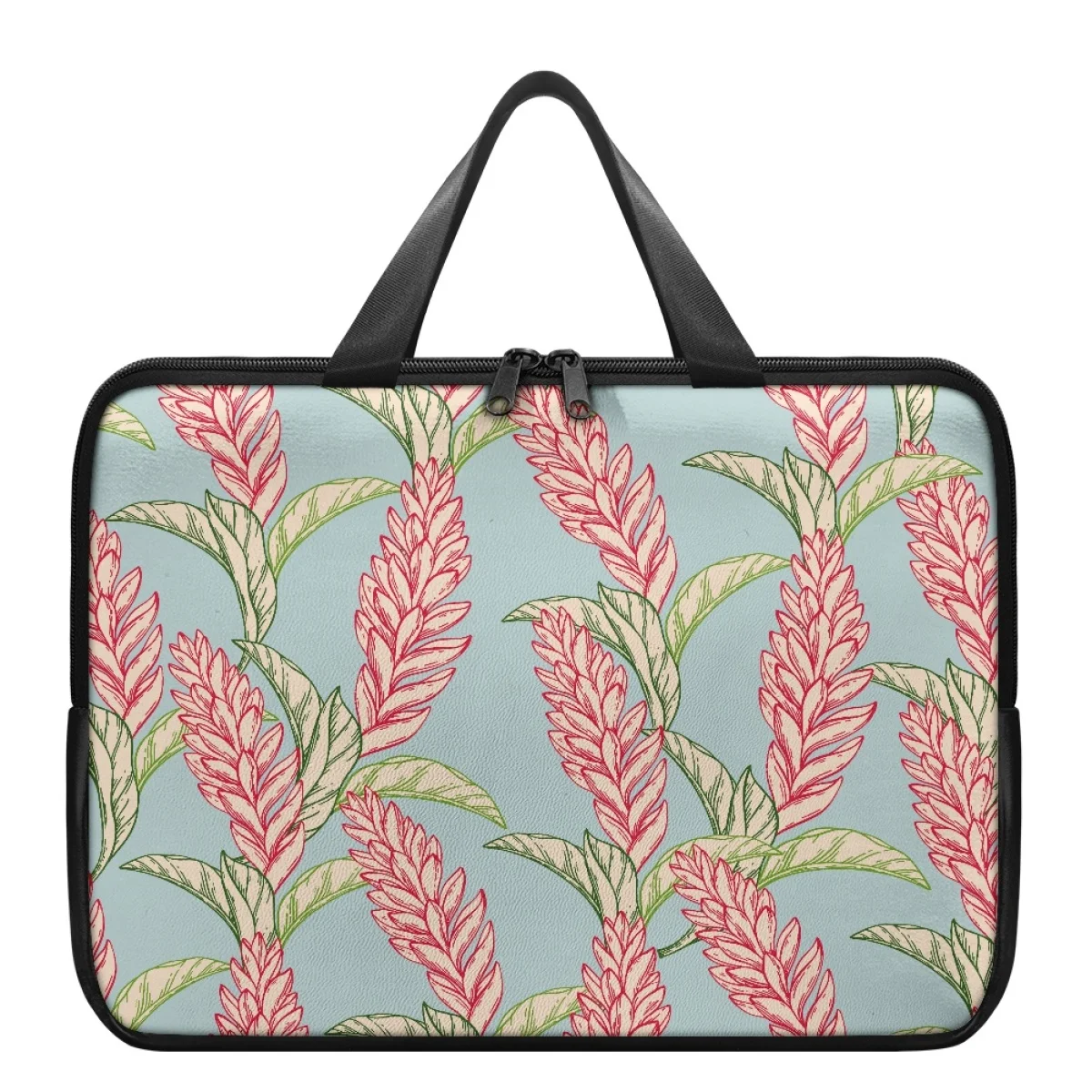 Print On Demand 3D Digital Sublimation Luxury Custom Hawaiian Style Plants Gingers Printing Waterproof Laptop Bag Pu Leather