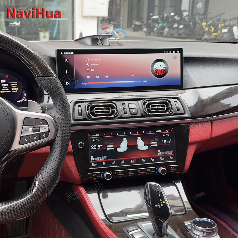 NaviHua For BMW 5 Series F10 Upgrade 14.9 Inch Touch Screen Multimedia Android Car Radio Digital AC Control Screen Air Condition