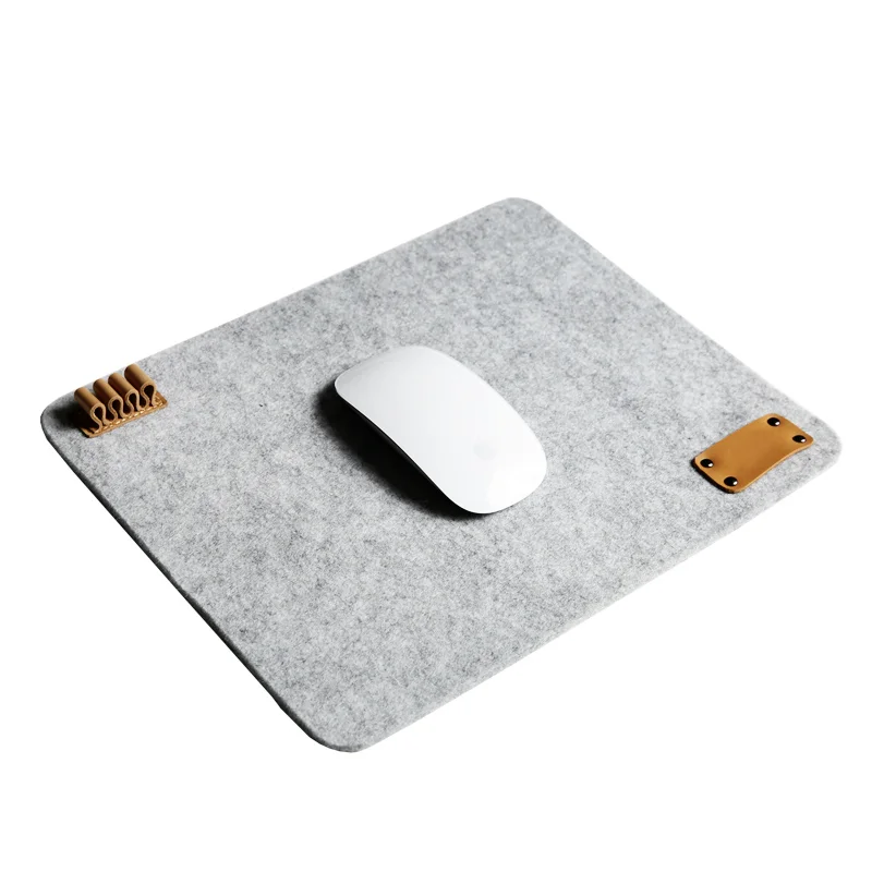 Hot sale Office mat mouse pad office felt desk pad felt laptop mouse pad with leather loop