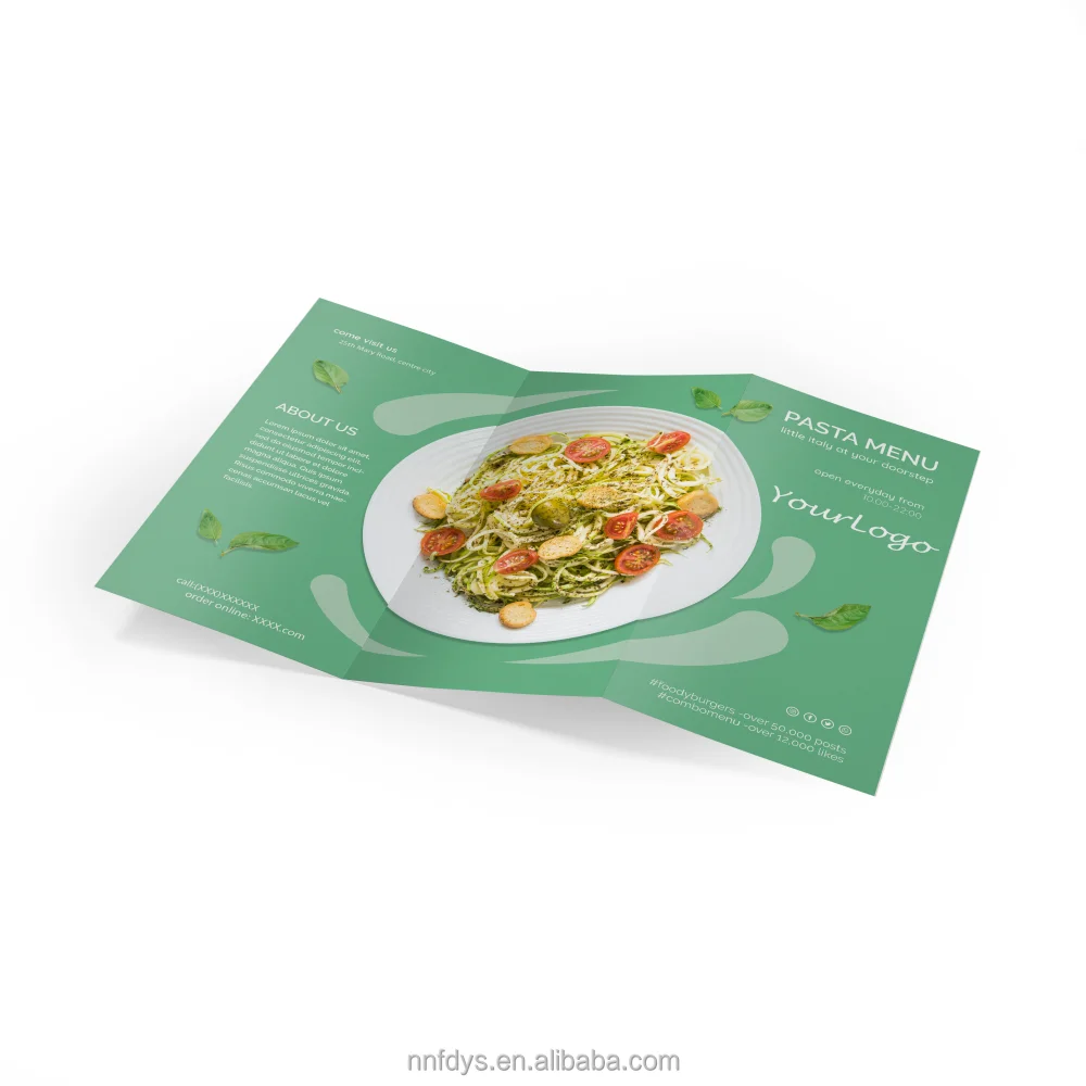 Customized Restaurant Take Out Menu Printed Flyer Trifold Brochure Advertising Leaflet Takeout Menu Printing