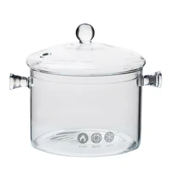 Factory Wholesale Big Size Transparent Double-ear Cooking Pot High Borosilicate Glass Cooking