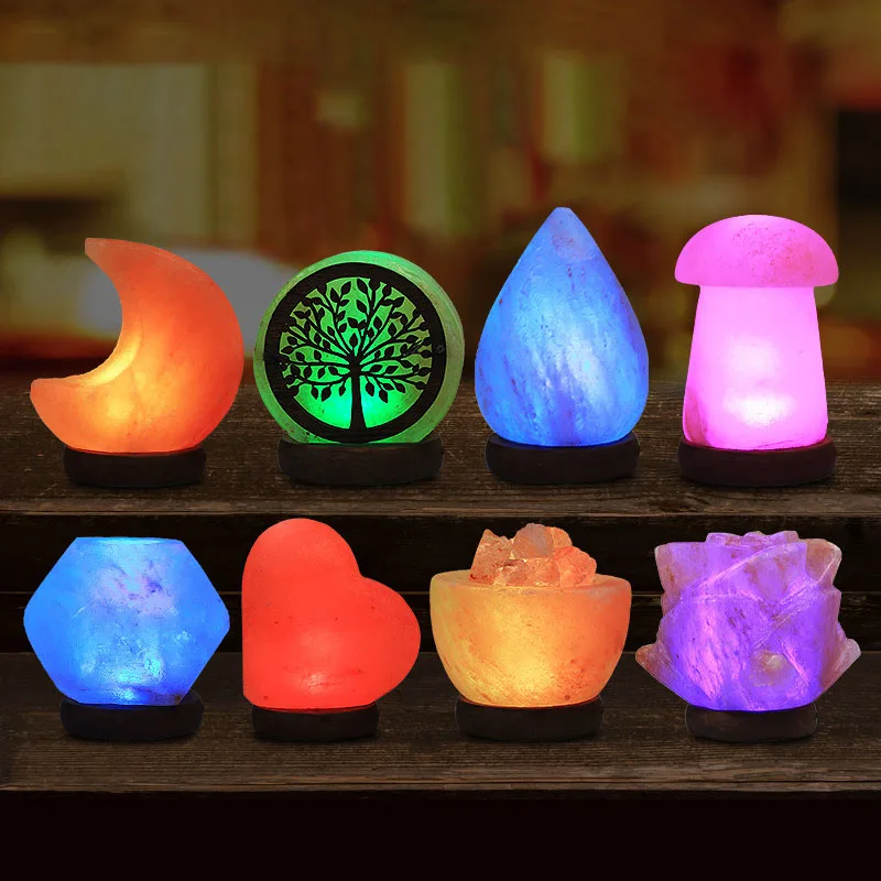 small natural crafts USB himalayan salt lamp with night light for Home decorative business gifts set items Christmas Gift