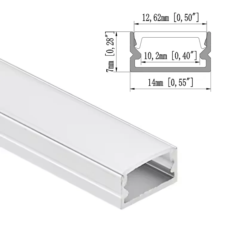 eSann 14x7mm outline display for bed cabinet led light ultra-thin led aluminum profile IP65 surface mount led strip profile