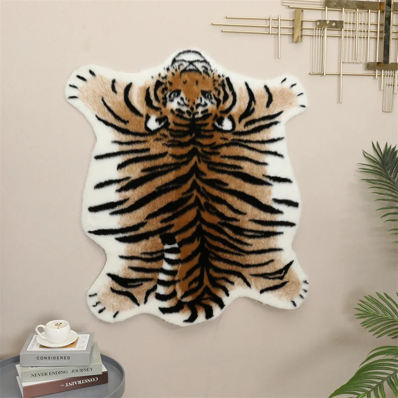 Tiger Rug Washable Carpet Bedroom Bedside Study Room Mat Home Floor Pad for Decoration