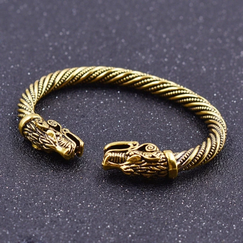 Vintage Silver Color Teen Wolf Bangles Indian Jewelry Viking Bracelet Men Wristband Cuff Bracelets For Women Fashion
