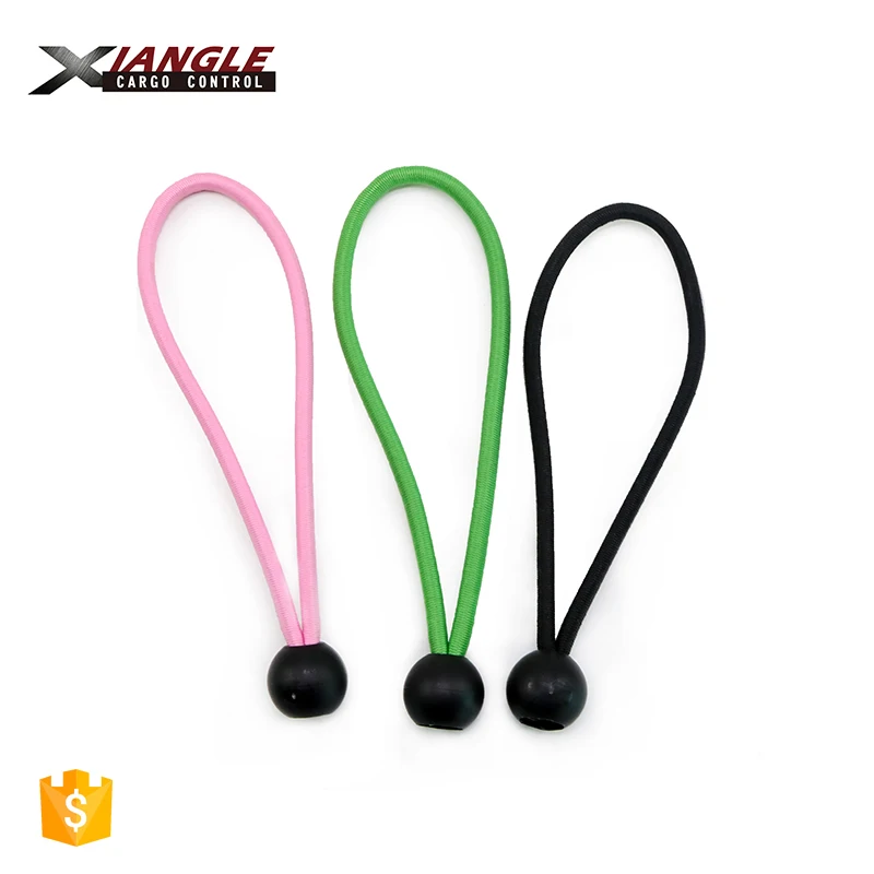 Manufacture High Tenacity Latex Thread colorful Bungee Cords Loop With Black Plastic Ball
