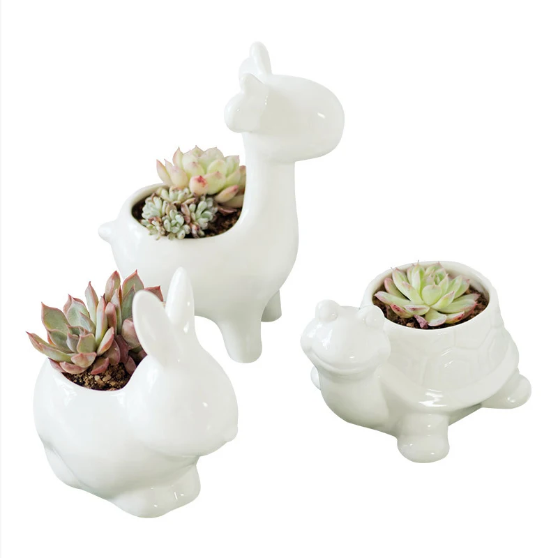White rabbit shape succulent flower pot wholesale plant container planter for garden