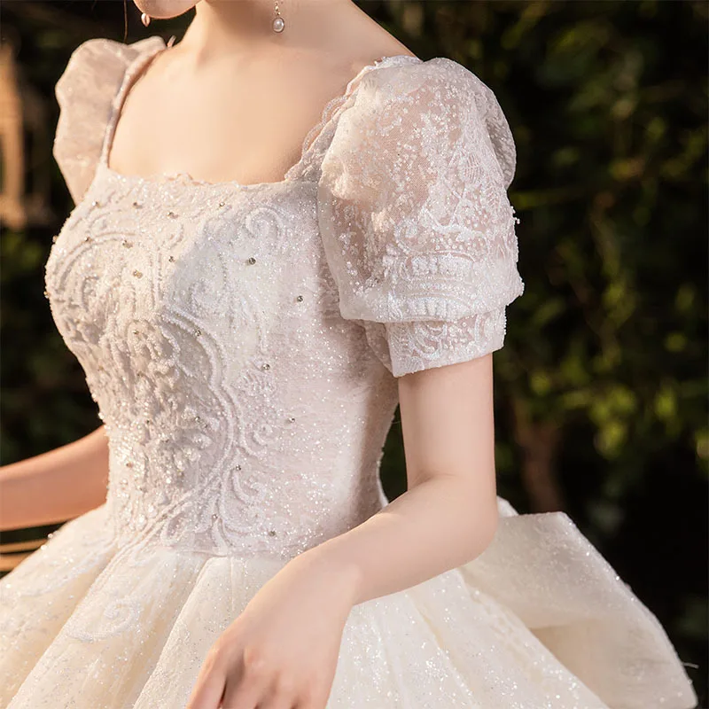 2022 Floral Print Round, Allurebridals Wedding Dress Embroidery Bridal Gowns Robe Mariage Wedding Dresses For Women Bridal