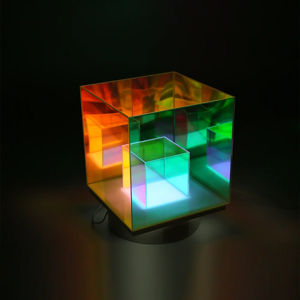 New Modern Restaurant Cube Desk Lamp Acrylic Magic Cubes Led Colorful Night Light Decorative Acrylic Table Lamp