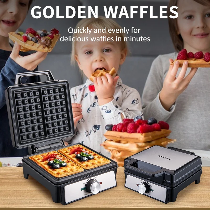 sokany Belgian  08025 No-Stick Plates Electric Hot Sale Household Waffle Maker Machine sandwich machine