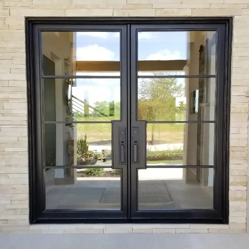 DERCHI Luxury Iron Entrance Door Modern Design Interior Modern Double Entry Exterior Doors Wrought Iron Doors For Houses