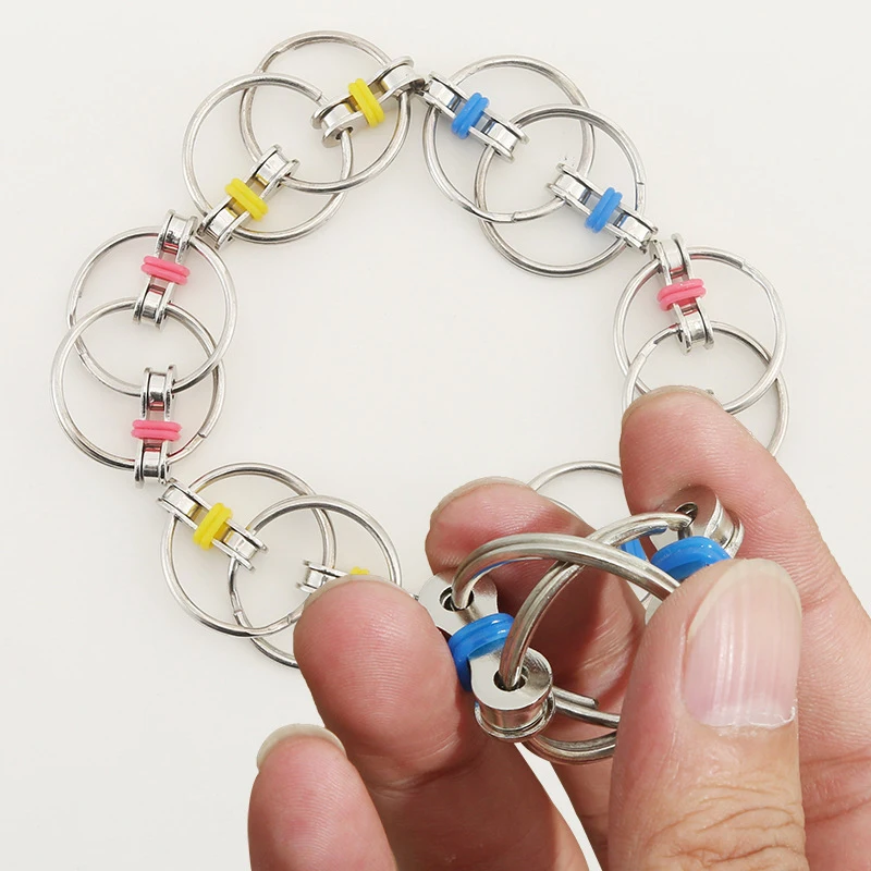  2021 Creativity Stainless Steel Chain Relieve Stress Fidget Toy Hand Spinner Key Ring