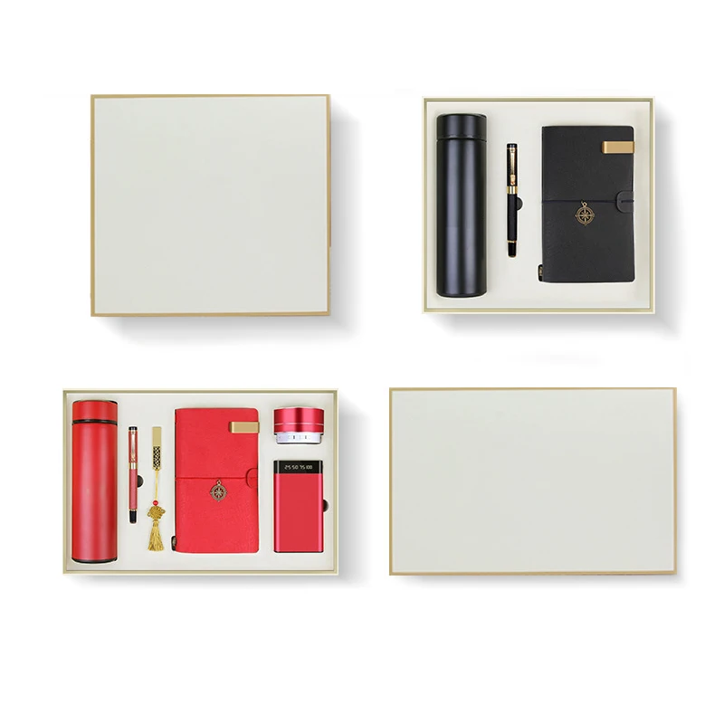 Factory Notebook Gift Souvenir A5 Notebook + Vacuum Flask +mobile Charger + Usb Flash Drive Promotional Corporate Work Gift