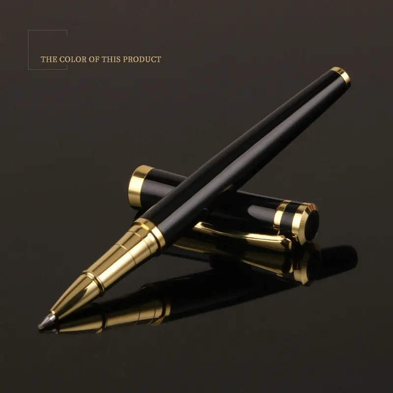 Single Silver Golden Trim Excellent Gifts High Quality Souvenir Signature Pen Full Metal Luxury Roller Ball Rollball Pens