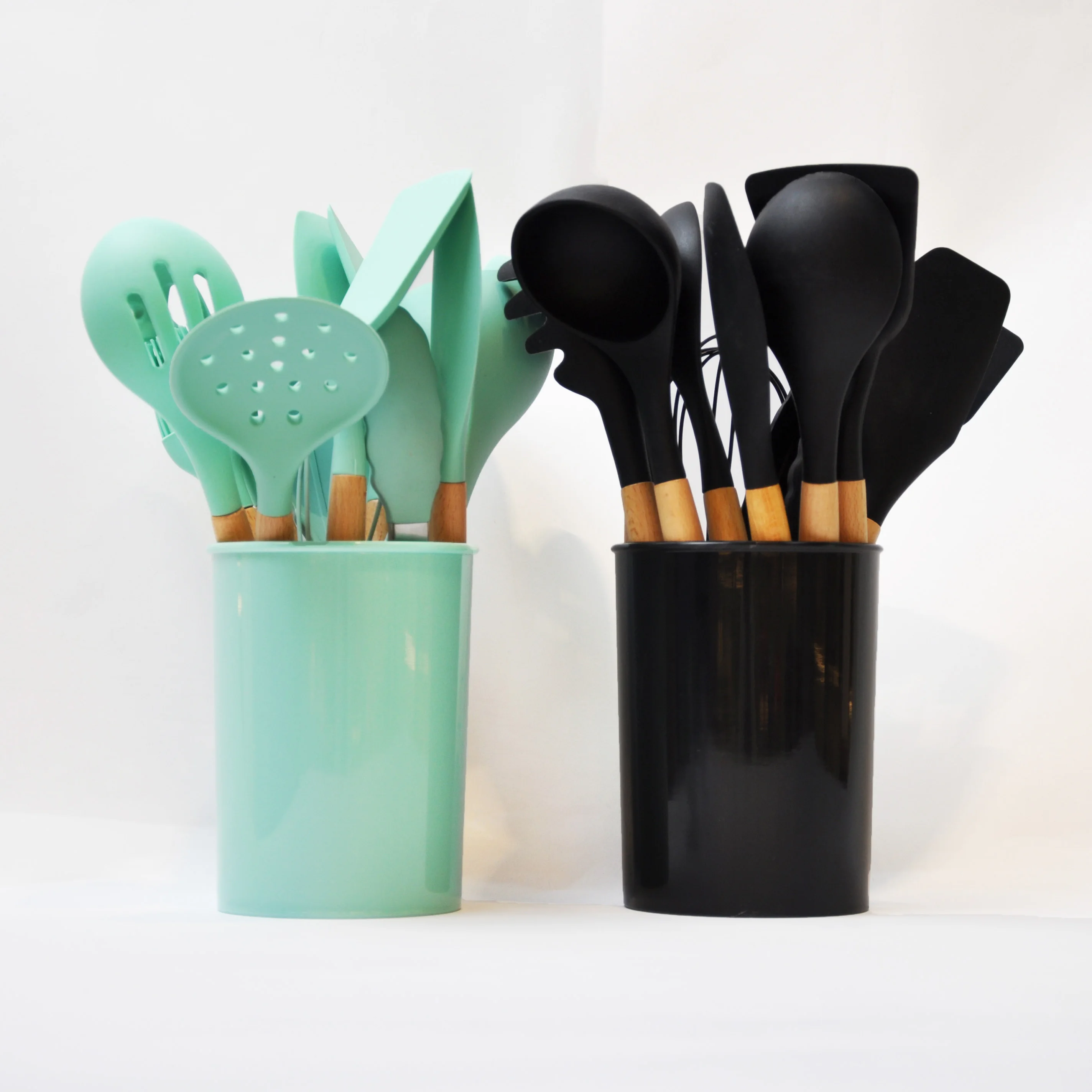 Wooden Handle Versatiles Smart accessories Bamboo Household Used Silicone Wooden Kitchen Utensils Utensil Set Cooking Tools