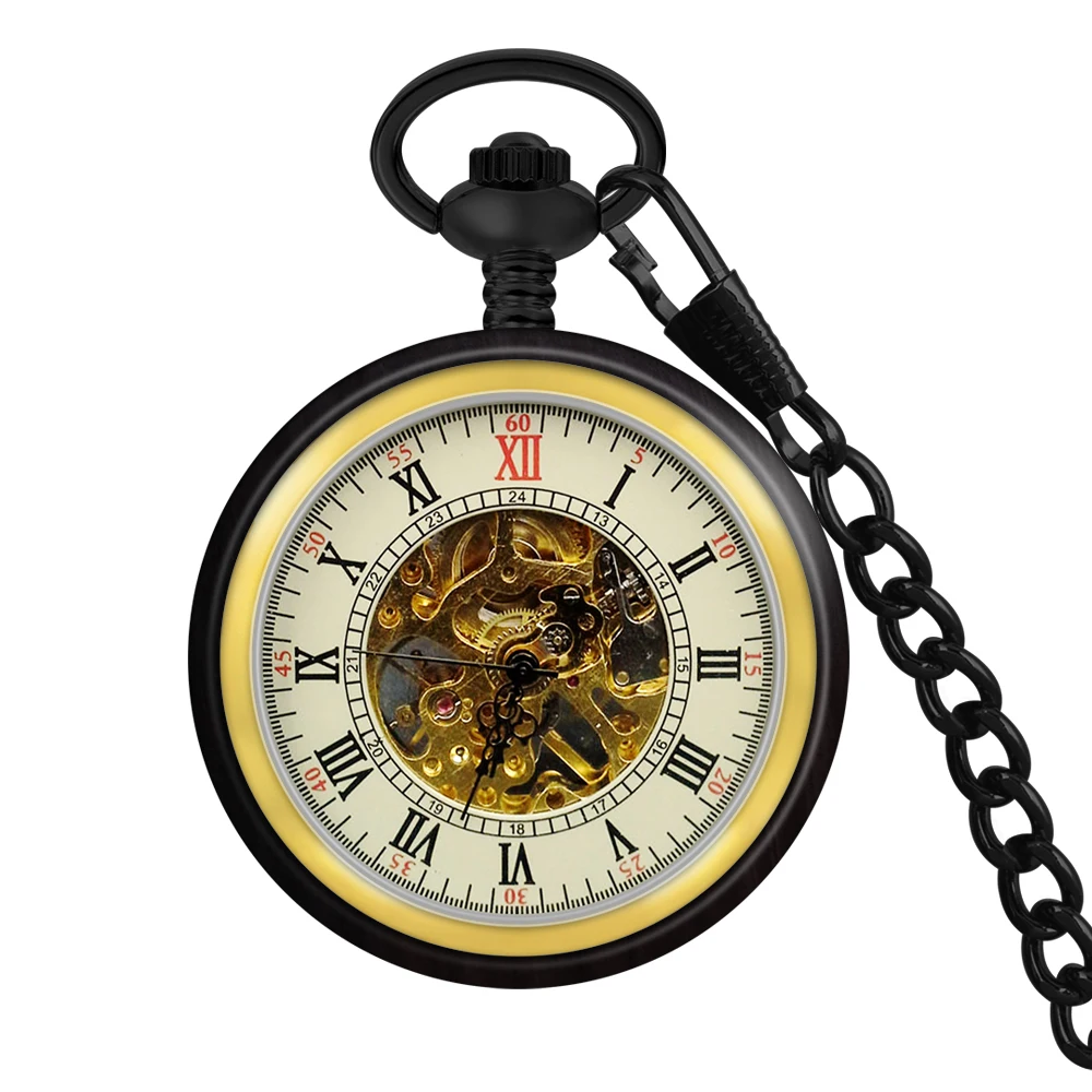 Handmade Antique Vintage Pocket Watch Custom Bronze Quartz Walnut Wooden Pocket Watch