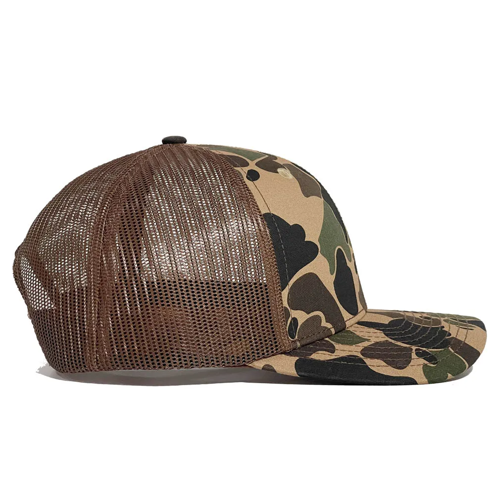 Custom Duck Brown Camo Snapback Mesh 6 Panel Richardson 112 Trucker Cap Hats