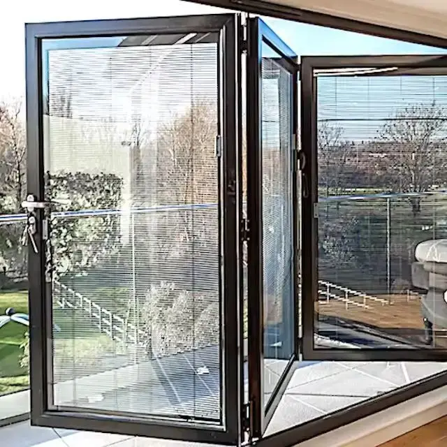 Factory Customized Waterproof Aluminum Glass Bifold Patio Sliding Bi Folding Doors