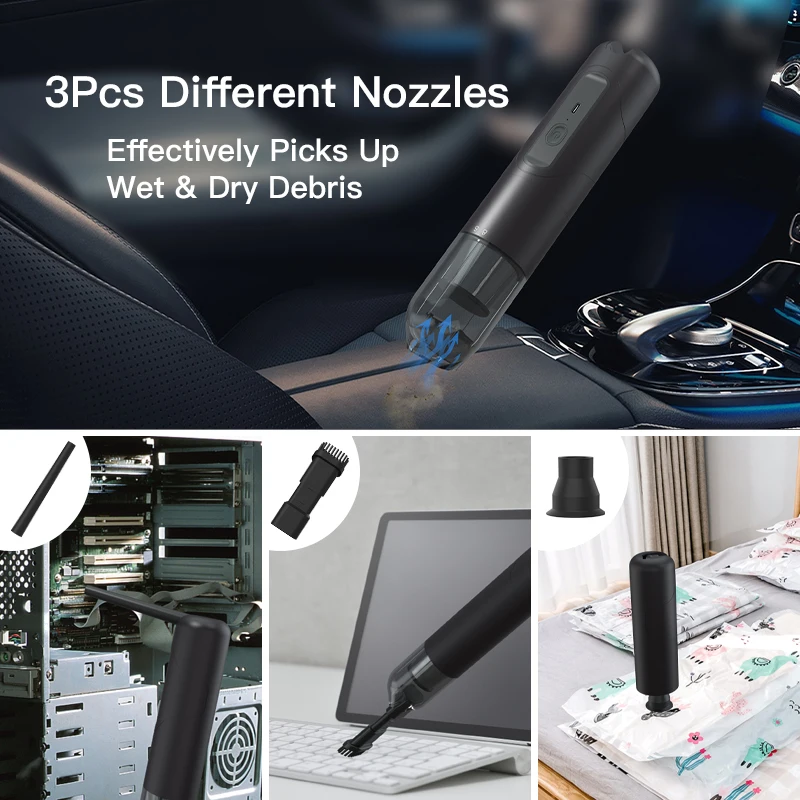 NEWONew Euro Car Vacuum 15000pa Handheld Wet & Dry Vacuum Cleaner Black Battery Brushless Brush Motor K4 Vehicle Tools