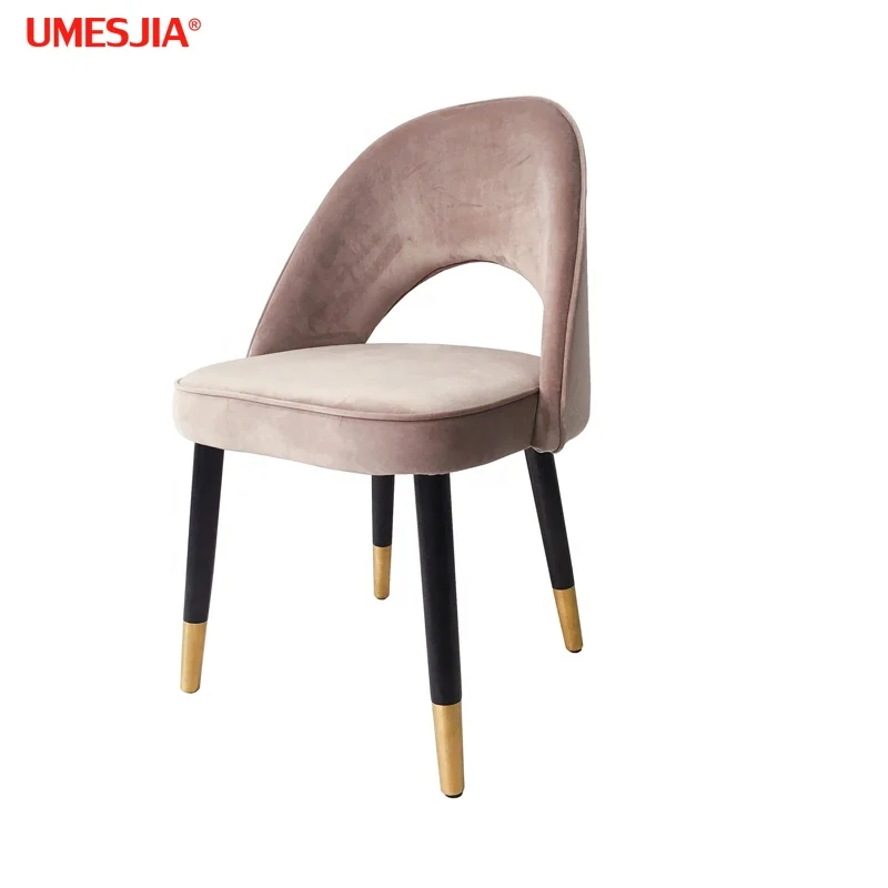 Italy Luxury Dining Chair Velvet  wooden legs Brass feet end Modern Restaurant Furniture coffee chair COLETTE Chair