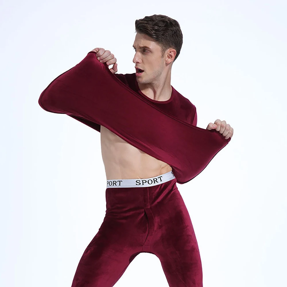 Лидер продаж 2020, зимние теплые комплекты нижнего белья из 2 предметов Ama Larsi большого размера, бесшовные плотные мужские комплекты термобелья с длинным рукавом