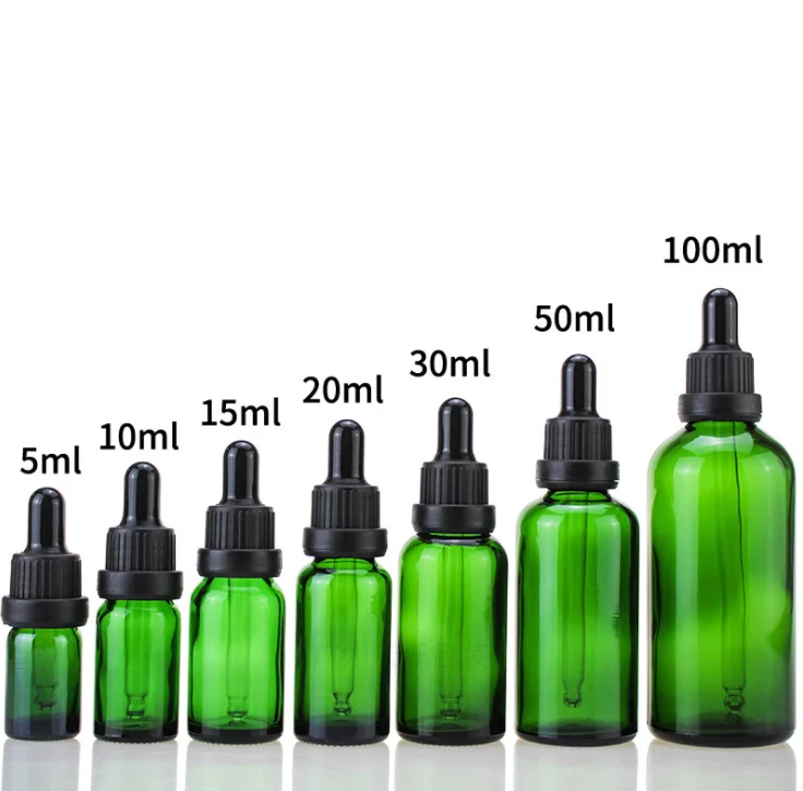 20ML green dropper essential oil glass bottle  Wholesale green  with Dropper glass bottle 15ml 30ml 60ml dropper bottle