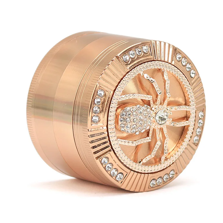 Оптовая продажа, пользовательские мельницы под розовое золото 63 мм, аксессуары для трав, табака, курения, травы, травы, сплав цинка, ручная мельница