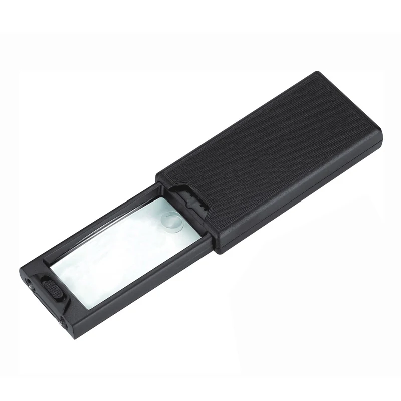 Wholesale Square Slide-out Pocket Magnifier with LED UV Light 2.5X/45X Pull-out Jewelry Magnifying Glass With LED Light