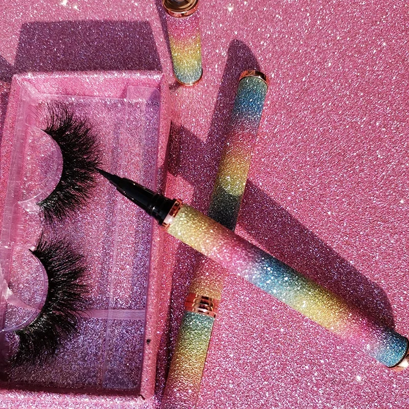 
2 in 1waterproof Glitter Eyeliner vegan lashglue eyeliner pen private label Magnetic Adhesive Eyeliner pen 