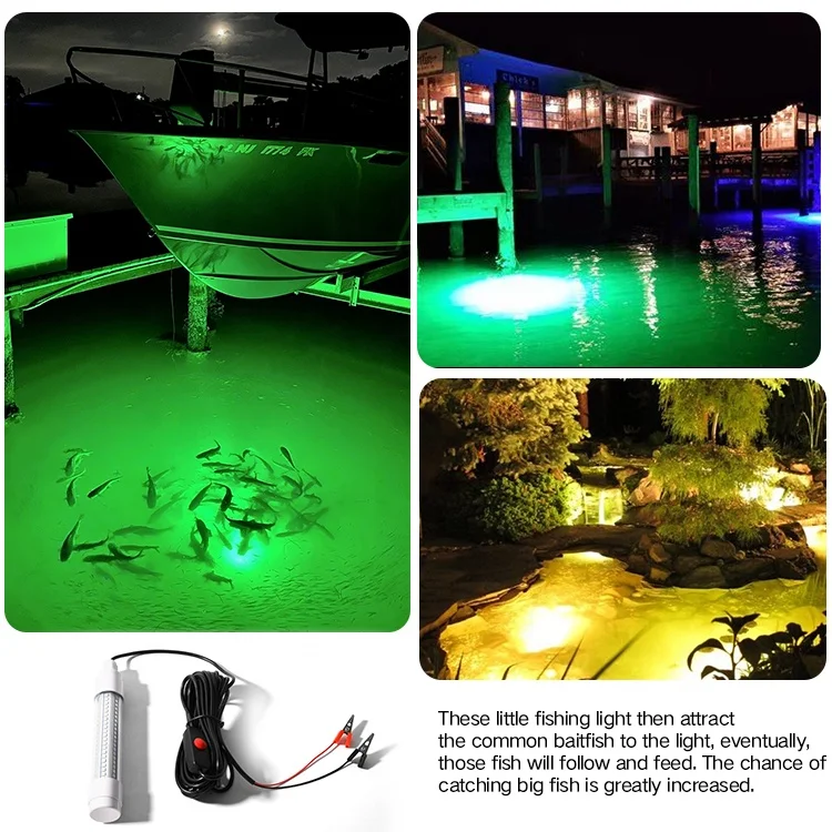 12V 24V Commercial 13W Green Blue Ip68 Under Water Fishing Lamp Night Underwater Submersible Led Fishing Lights
