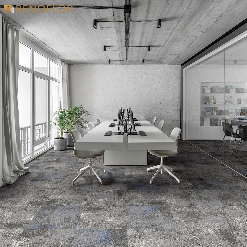 Free Sample Luxury Interlocking Commercial 50x50cm Office Square Bitumen Backing Polypropylene Carpet Tile for Meeting Room