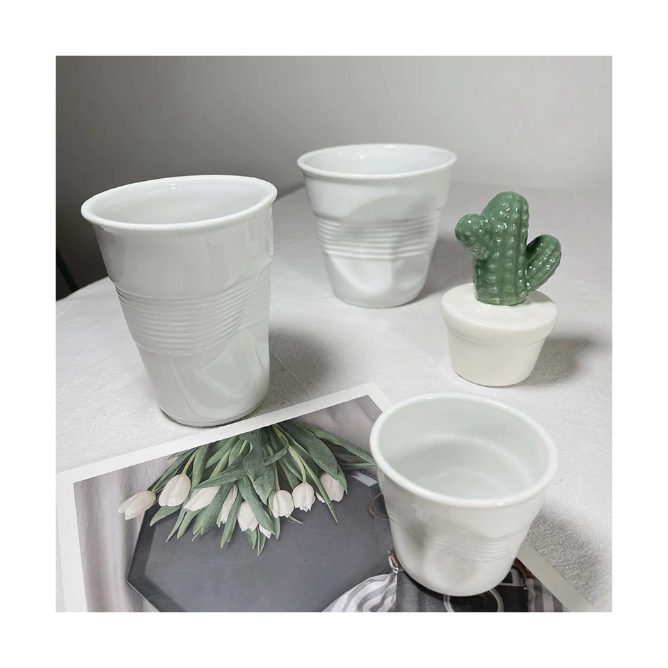 SmallOrders G050410 coffee cup Italian creative water cups French ceramic creative folds irregular Creative folds cup