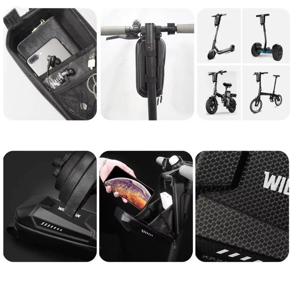 Wild Man 2L / 3L Front Bag Universal Electric Scooter Head Handle Bag EVA Hard Shell Bag For M365 ES1 ES2 Scooter Accessories