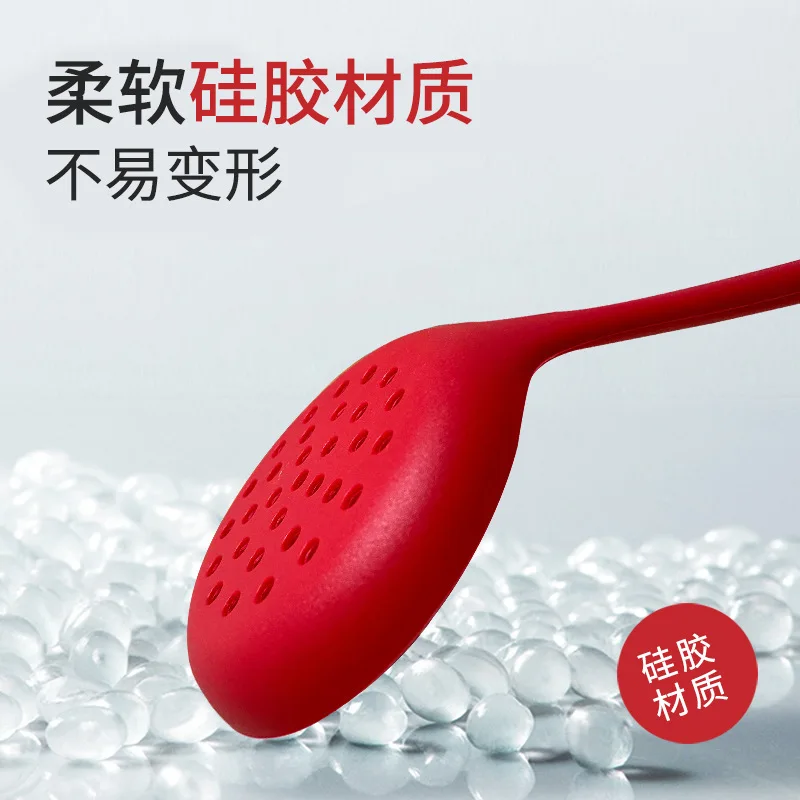 duobenshi silicone fence food grade colander lengthened handle high temperature oil filter scoop leakage spoon cooking