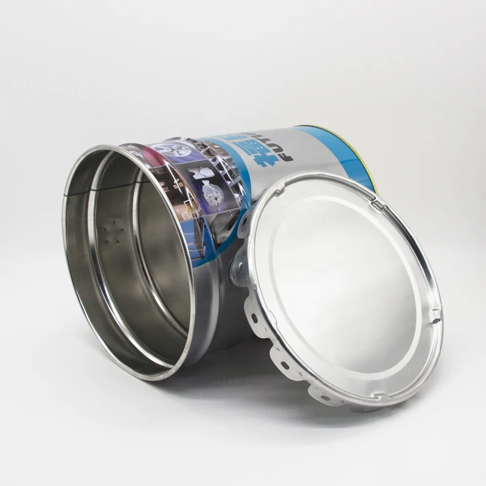 CMYK custom printing 10L 15L 18L 20L grease tinplate pail resin metal bucket with flower lid