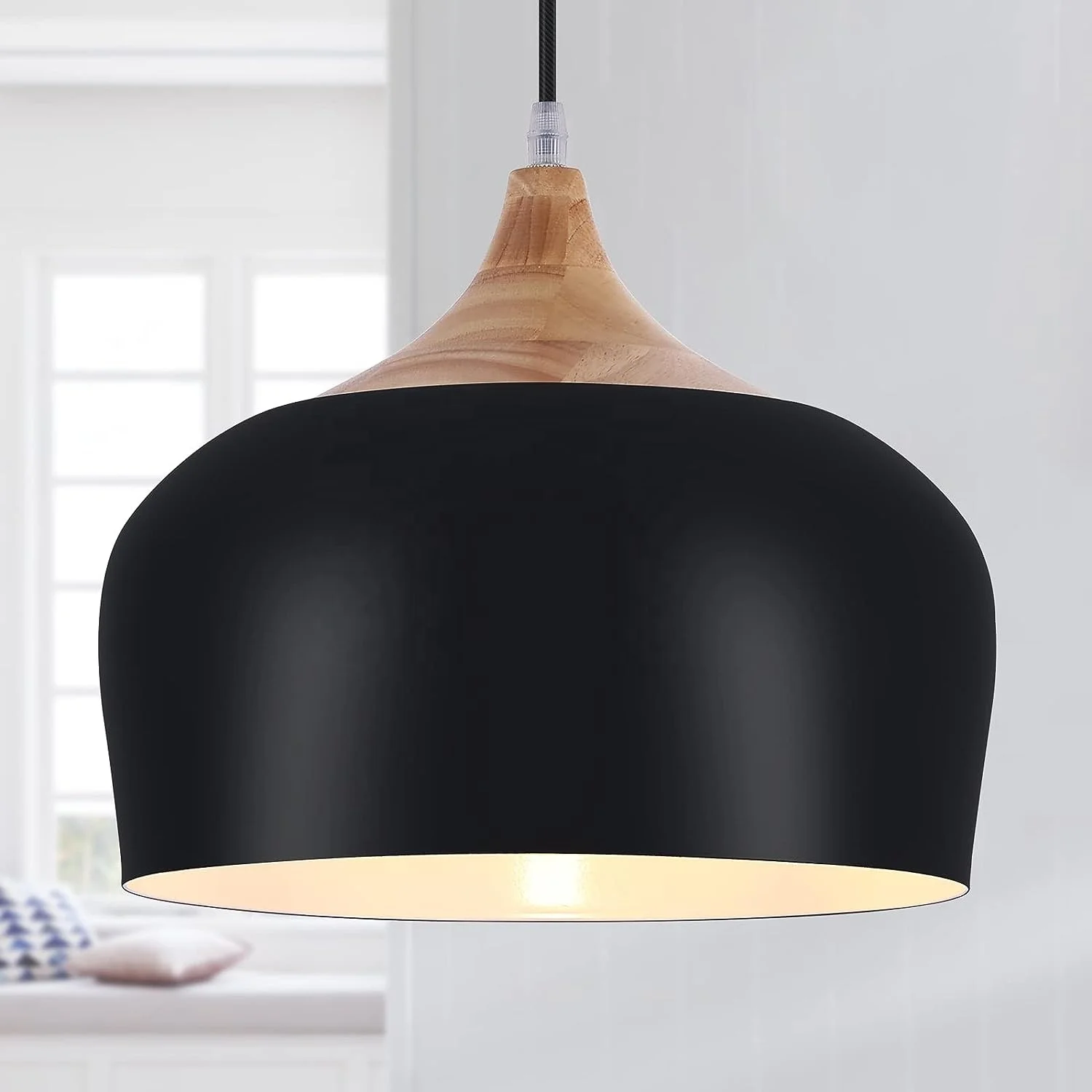 Nordic retro black industrial wooden dome hanging lighting kitchen island chandelier