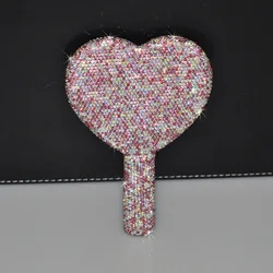 Mirrors Rhinestone Held Bling Logo Heart Small Diamond Makeup  Light Wholesale Mini High Quality Glitter Custom Hand Mirror