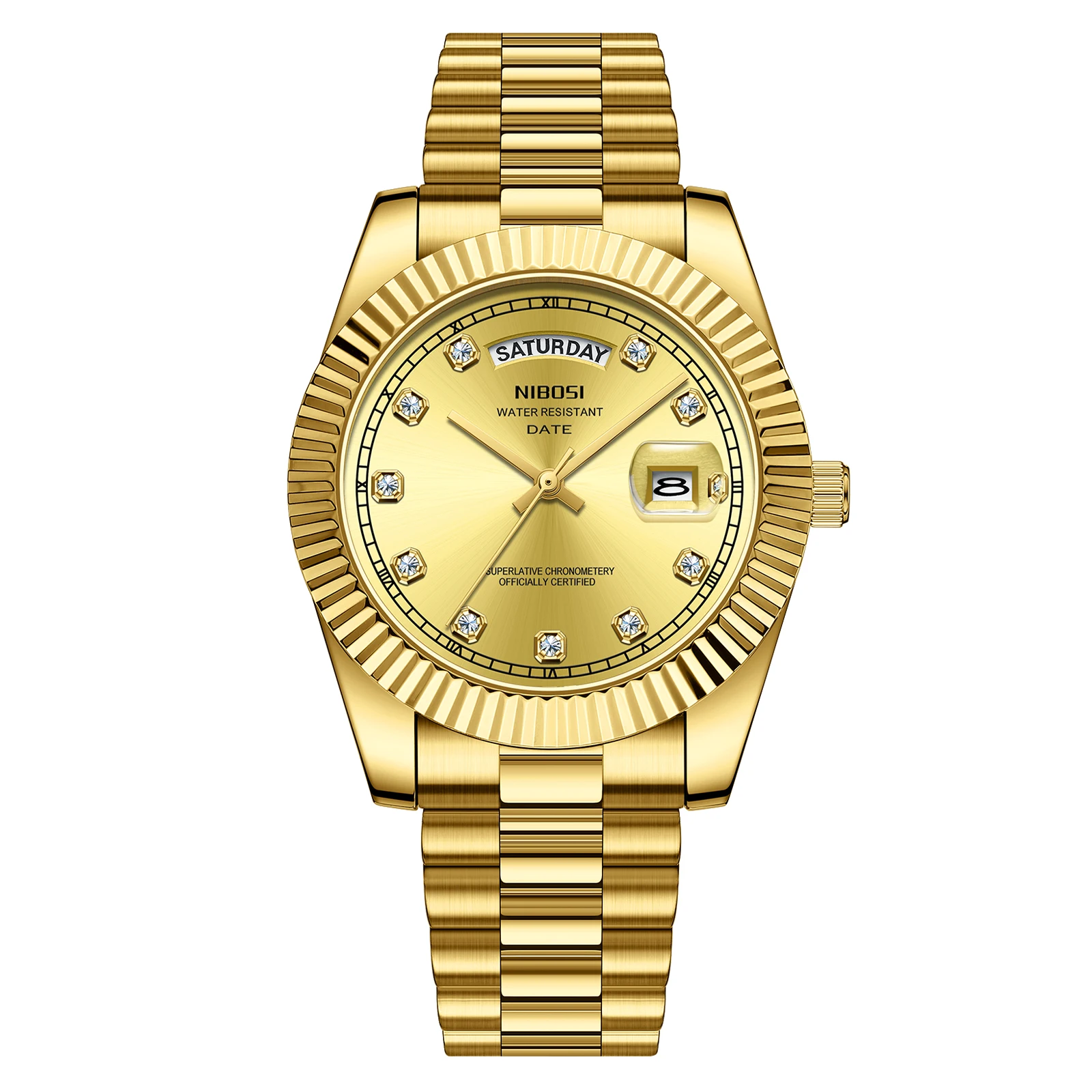 Nibosi 2627 Custom Watch Sports Gold Simplicity Mens Quartz Watches Brand Luxury Stainless Steel Strap Wrist Waterproof Watches