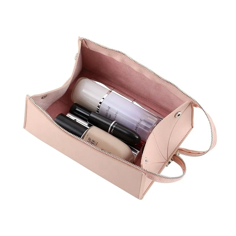 BSCI ISO Sedex FAMA Professional Travel Stylish Morandi Color Matching Pu Leather Makeup Pouch Bag Convenience Cosmetic Pouch