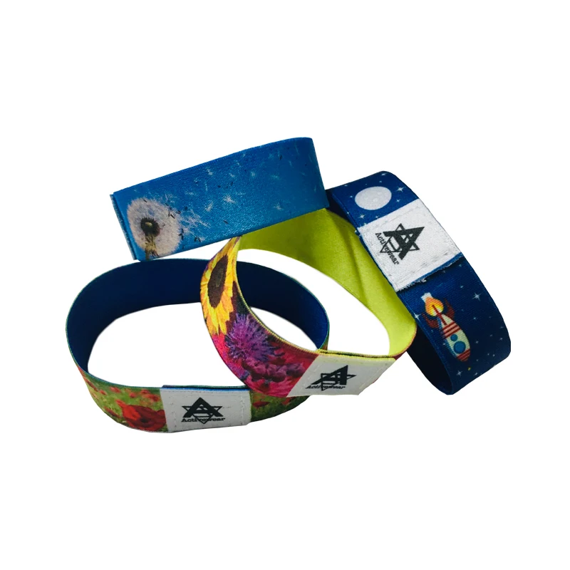 Custom Sublimation Printed Design Your Own Elastic Wrist Band Bracelet  Polyester Material Elastic Wristband For Events