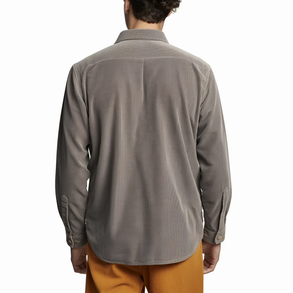 Wholesale Custom Logo Satin Long Sleeve Button-Up Blouse 2 Pockets Corduroy for Men Women Breathable Design for Spring Fishing