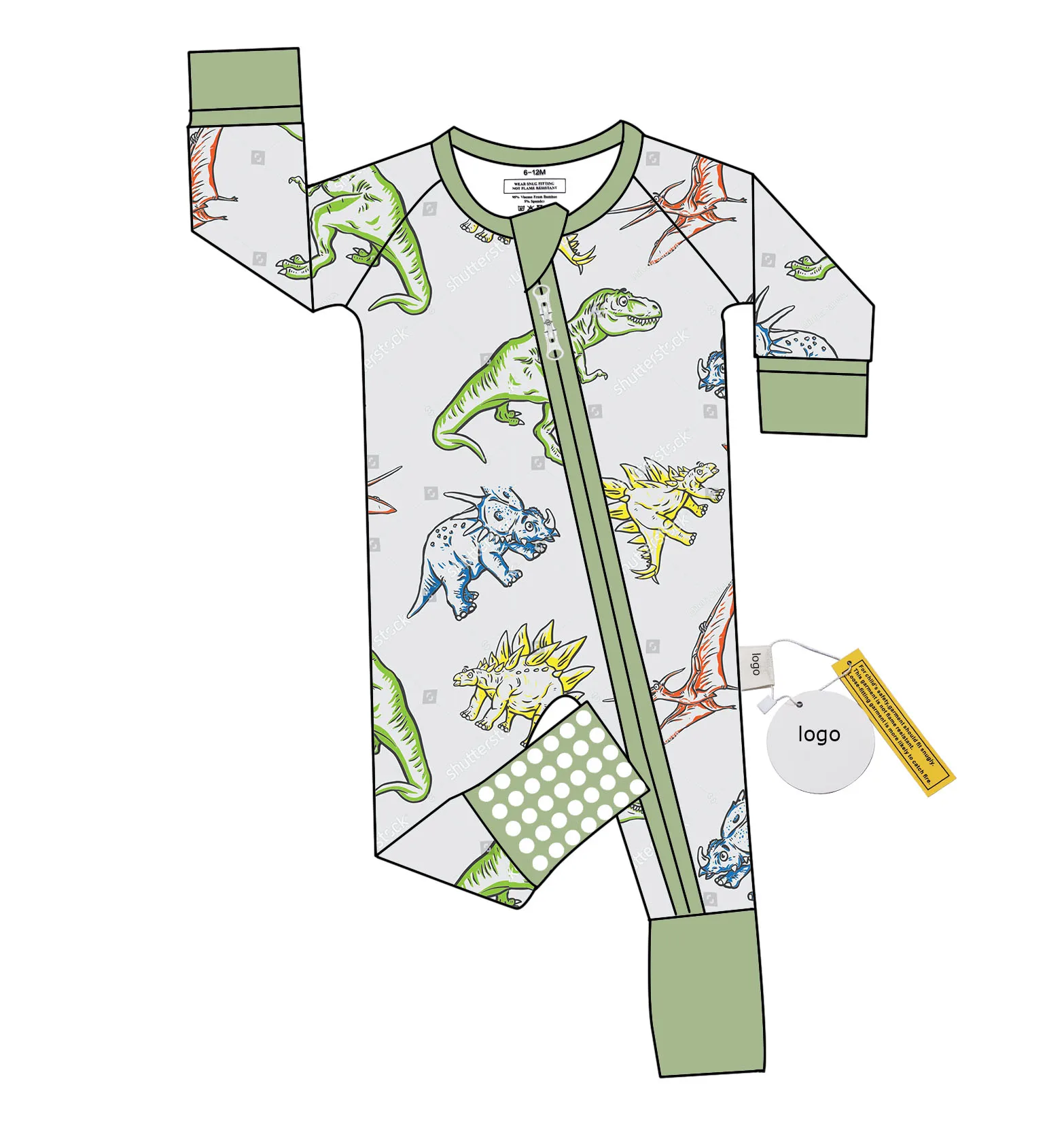 Bamboo Viscose Soft baby jumpsuit Pajamas grip Newborn Sleepers  dinosaur Clothes
