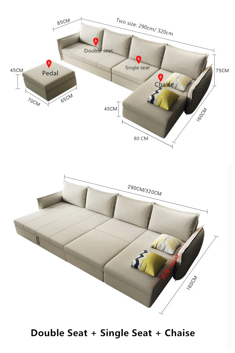 Reclining small sleeper furniture living room modern fabric modern cum foldable bunk folding sofa bed with storage