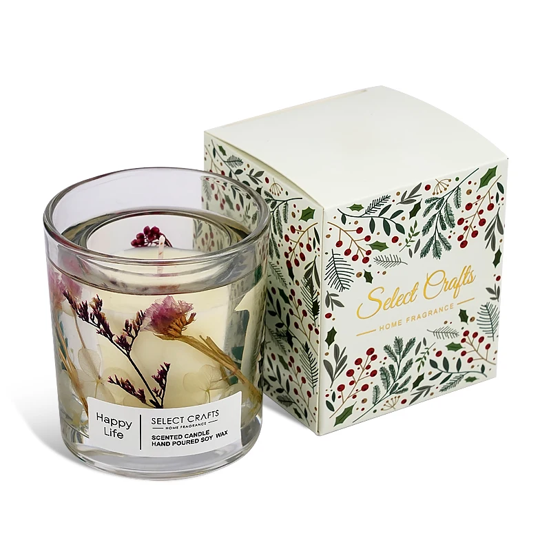 Creative Wholesale Private Label Long-Lasting Burning Dried Flowers Home Decor Glass Jar Gel Jelly Scented Candles